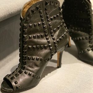 Cynthia Vincent Black Booties with Black Studs